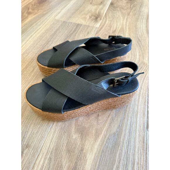 Garnet Hill Black Audrey Platform Espadrilles - Leather - size 39/8 - W4 - Picture 3 of 12